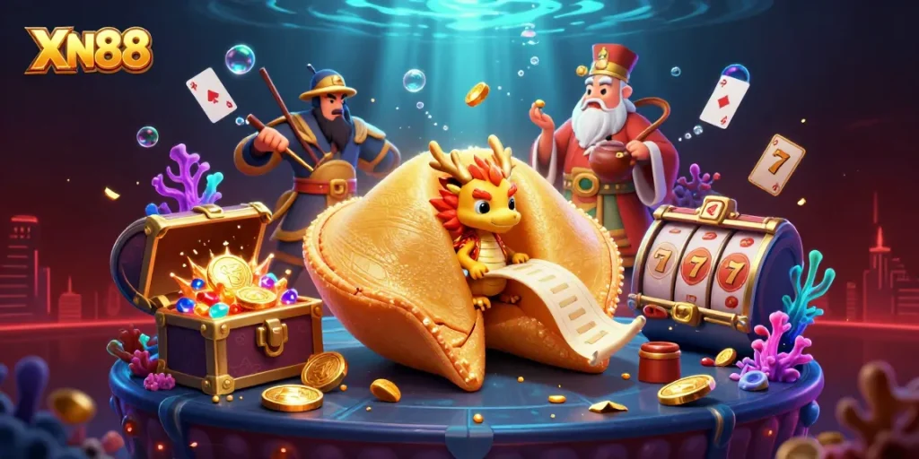 Engage with XN88's vibrant casino scene featuring exciting characters and winning symbols