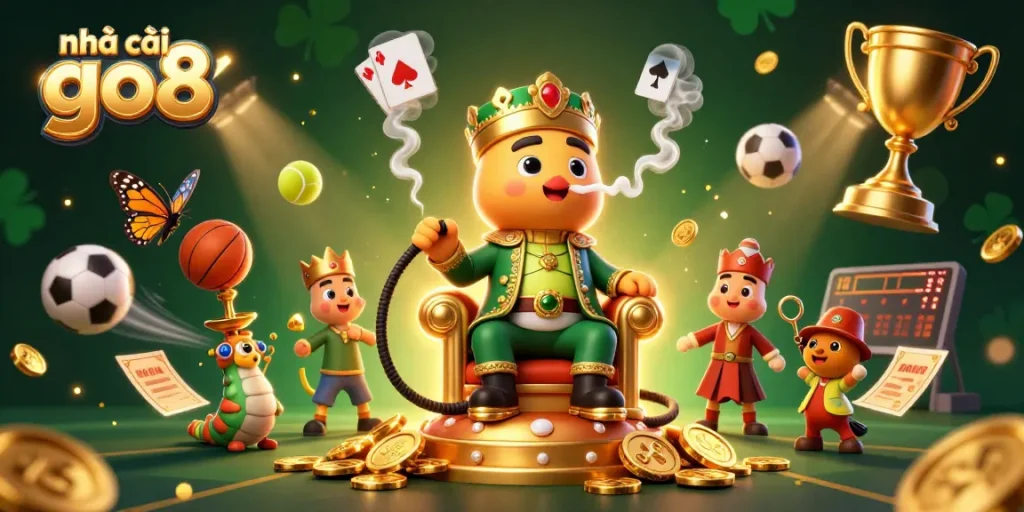 Play interactive games and win big at Nhà cái go8, featuring vibrant casino elements.
