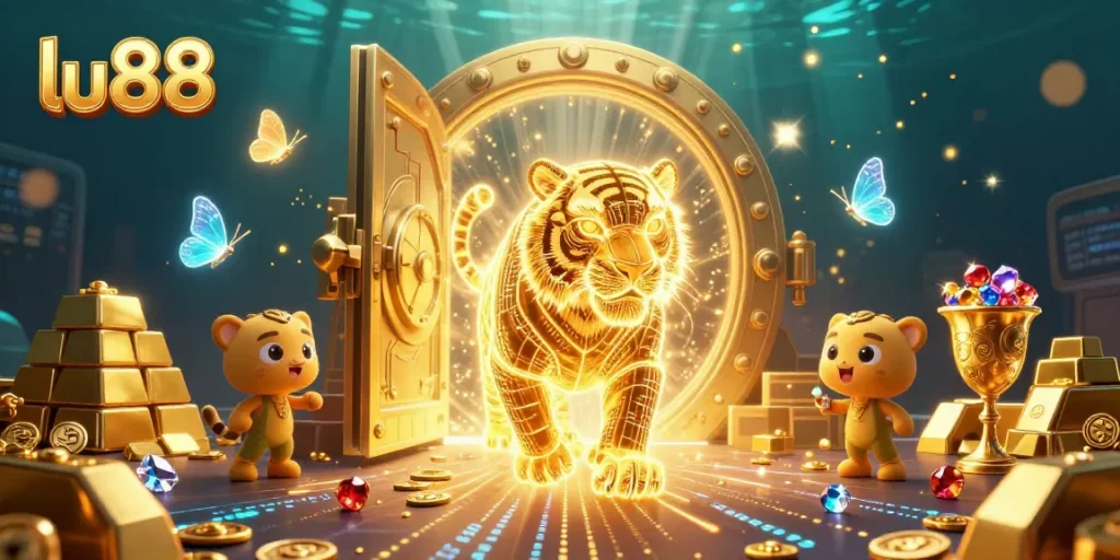Experience thrilling gameplay at lu88 with a vibrant 3D casino scene showcasing the excitement of online gambling.
