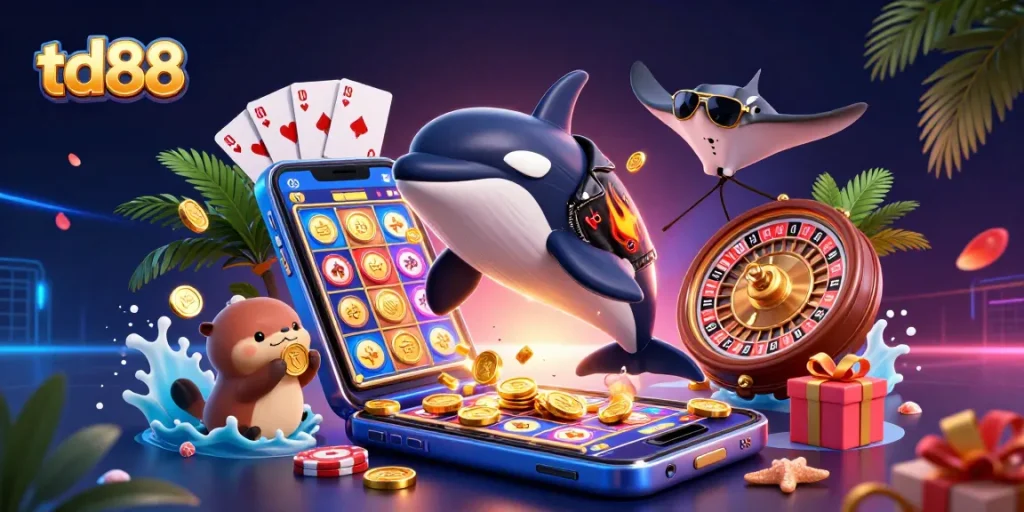Experience exciting gameplay with td88's vibrant casino scene full of action and treasures.