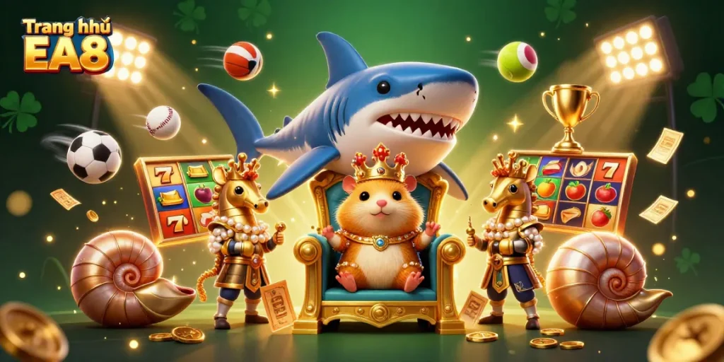 Experience thrilling action on the Trang chủ EA88 platform with a vibrant gaming scene featuring unique characters and lucky symbols.