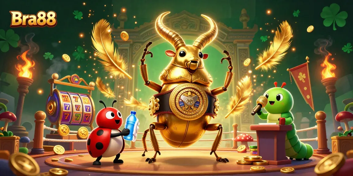Engage with Bra88's thrilling slots featuring giant cartoon characters in an energetic casino backdrop.
