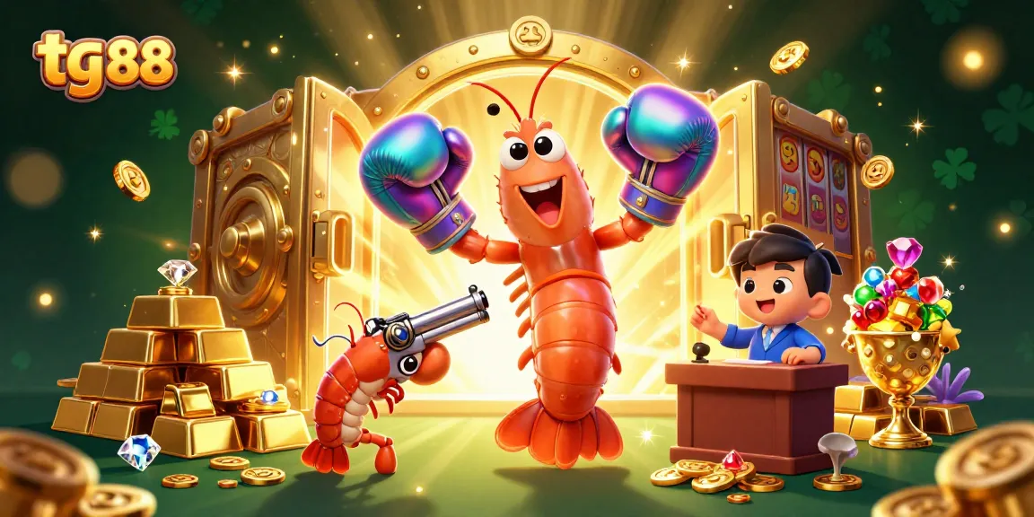 Experience thrilling wins at tg 88 with vibrant 3D illustration of animated characters celebrating casino success.