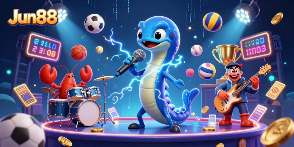 Join Jun88 in a vibrant underwater casino experience with dynamic characters and engaging game elements.