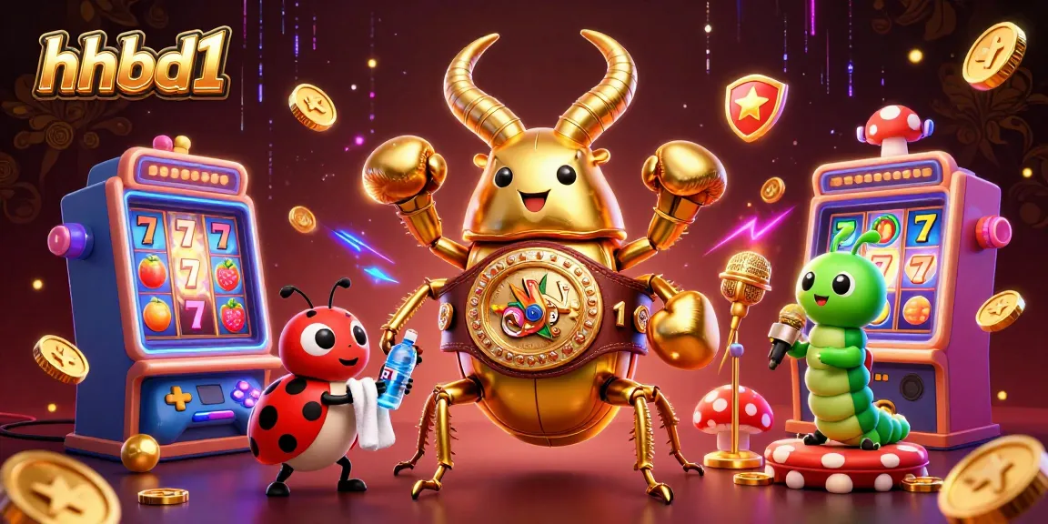 Engage with hhbd1’s vibrant slot machine action featuring unique 3D characters in a dynamic scene.
