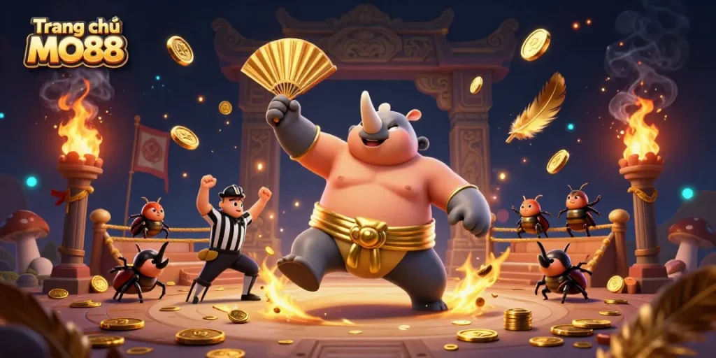 Watch the Trang chủ MO88 champion beetle stomp and unleash coins in a thrilling casino showdown.