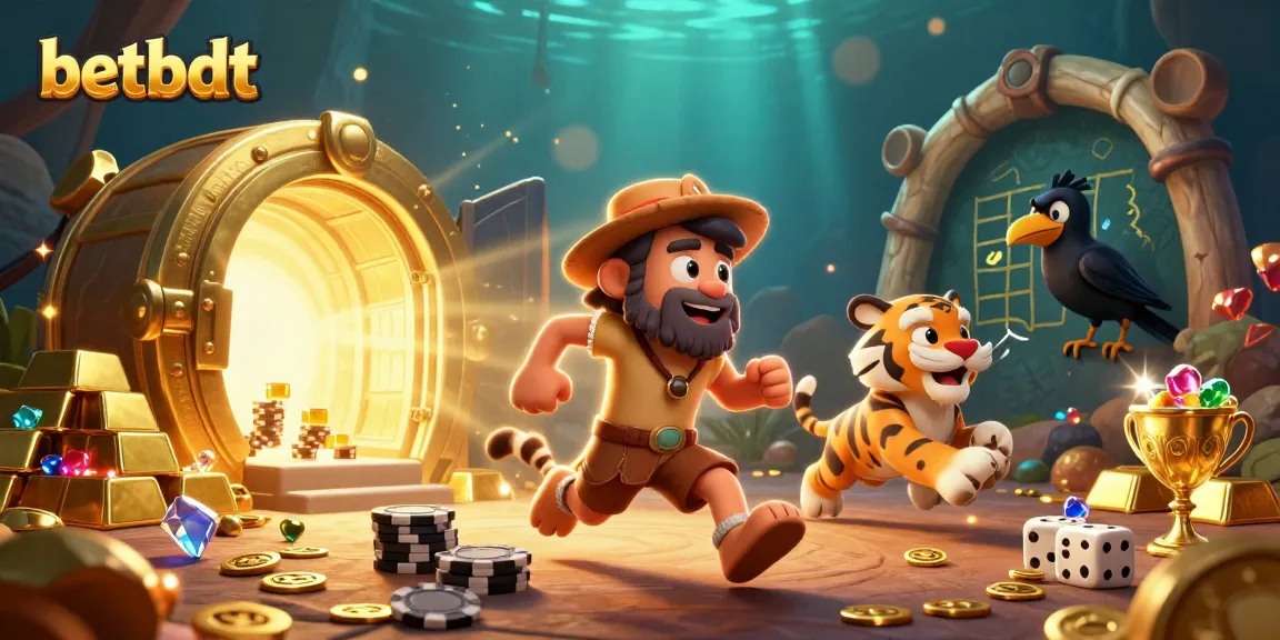 Experience the excitement of betbdt's prehistoric casino with vibrant caveman characters and sparkling treasures.