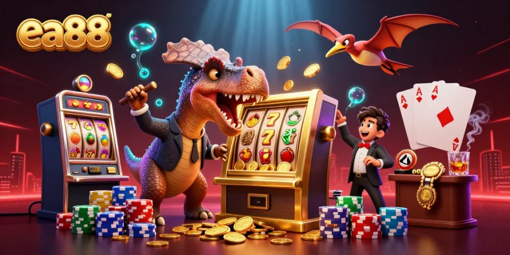 ea88 jackpot adventure with vibrant casino graphics and animated characters