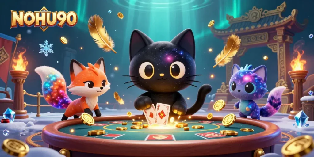 Experience thrilling gameplay at NOHU90 with vibrant casino action featuring cosmic characters and dynamic elements.