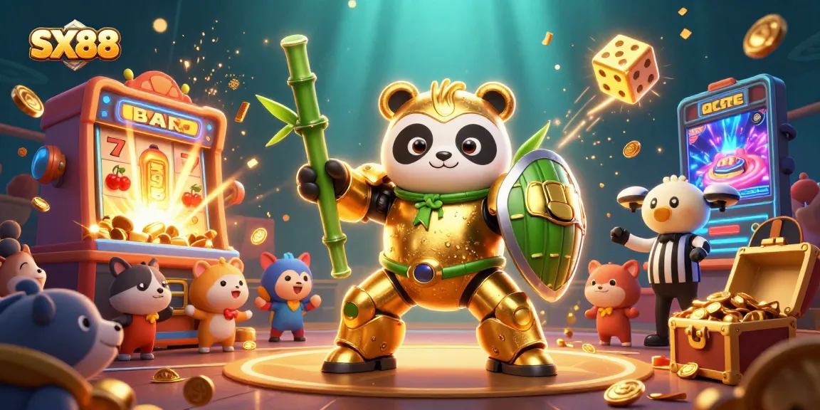 Experience excitement at SX88 with a dynamic 3D casino scene showcasing thrilling gaming elements.