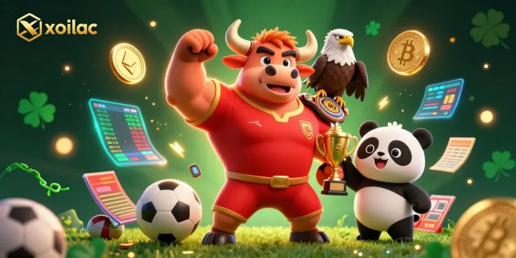 Xoilac boosts sports betting excitement with dynamic characters in action, showcasing thrilling victory and engagement.