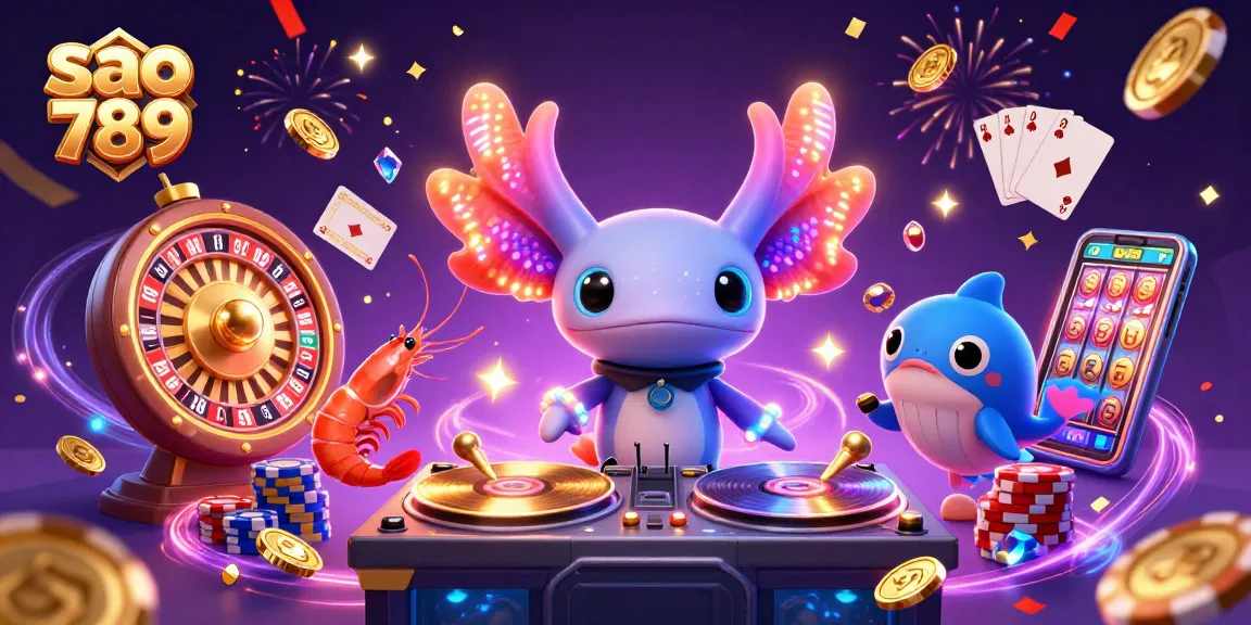 Sao 789 captivates with a vibrant casino scene featuring playful underwater characters and dynamic gaming elements.