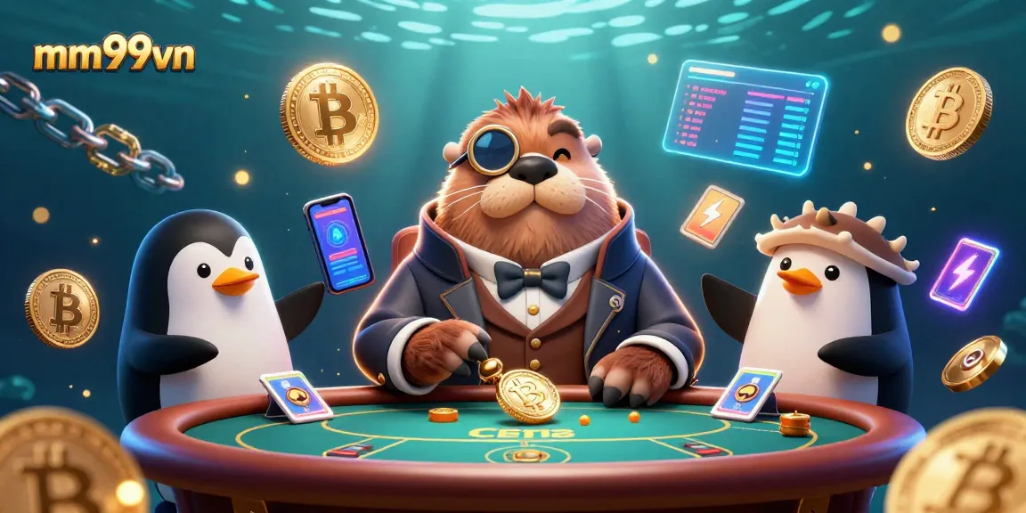 Experience the thrill of mm99vn with a jolly walrus at an underwater poker table!