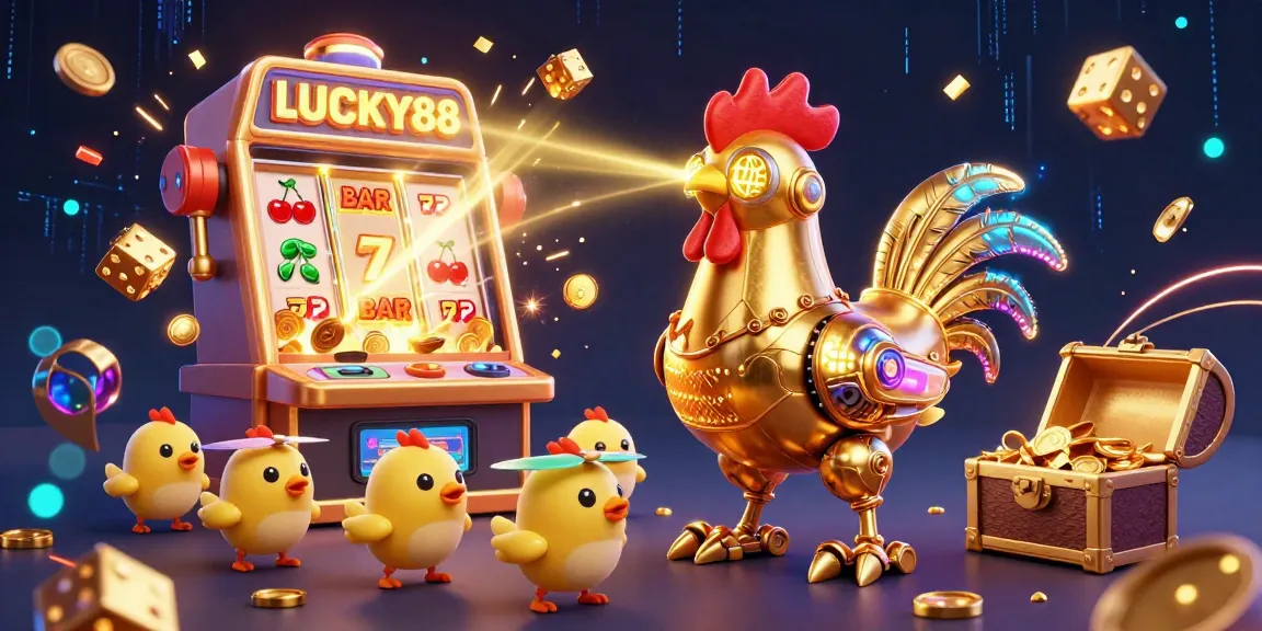 Experience the excitement of LUCKY88 with futuristic characters and vibrant casino game elements.