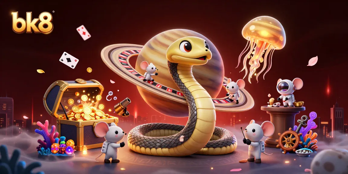 Experience the excitement of bk8 gaming with a vibrant cosmic casino scene featuring roulette elements and astronaut bets.