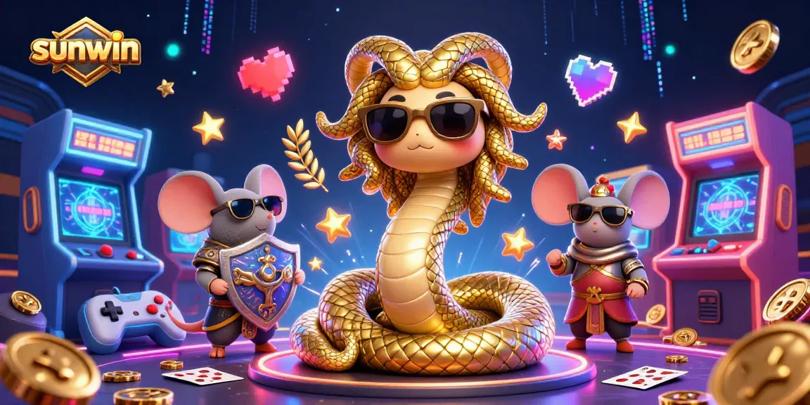 Experience thrilling wins with sunwin's lively casino scene featuring friendly Medusa and game elements.