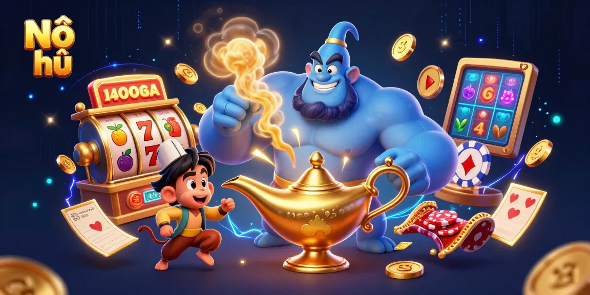 Nổ hũ celebrates thrilling wins in an ultra-detailed slot jackpot scene full of energy and vibrant visuals