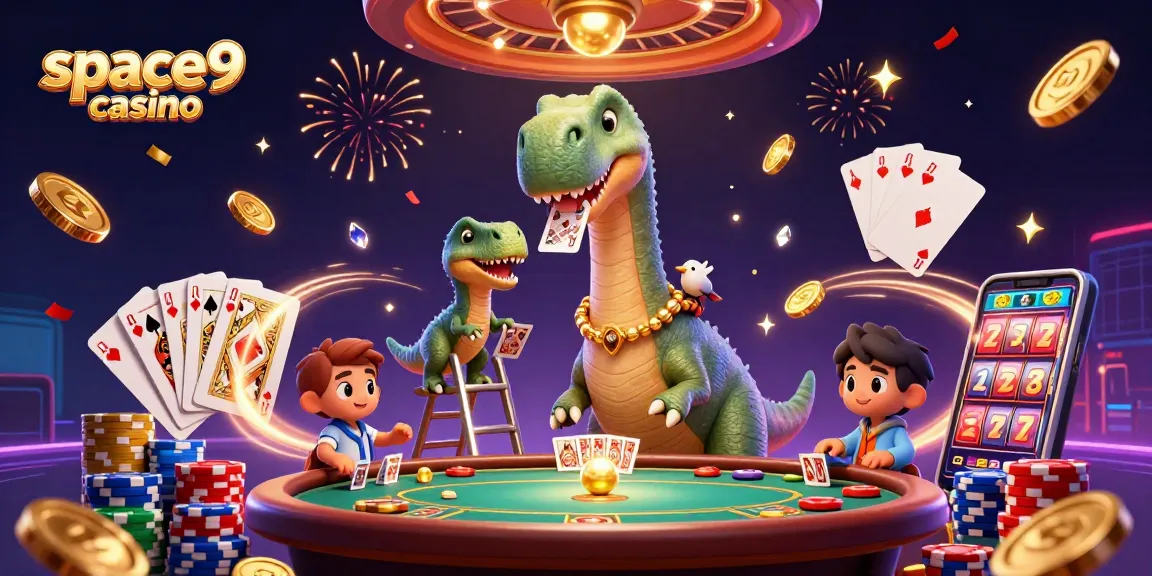 Experience the excitement at Space9 Casino with animated gaming scenes and vibrant visuals.