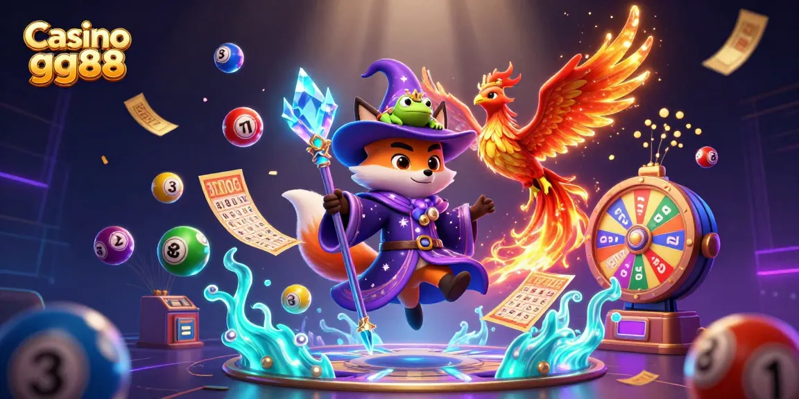 Experience the vibrant magic of Casino gg88 with colorful lottery elements and enchanting characters.