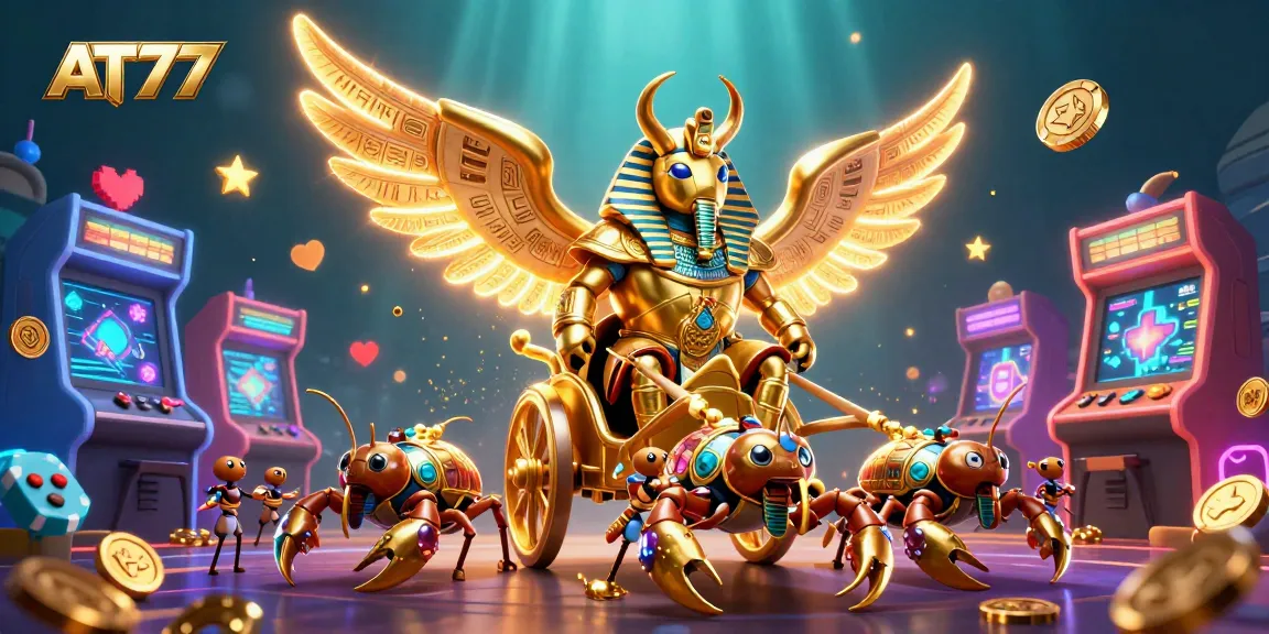 Join AT77 in an action-packed celebration of online gambling with vibrant characters and casino elements