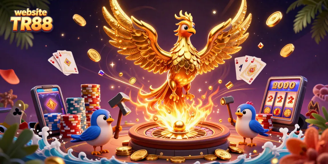 Win big at the website TR88 with thrilling casino games, showcasing golden phoenix and vibrant elements.
