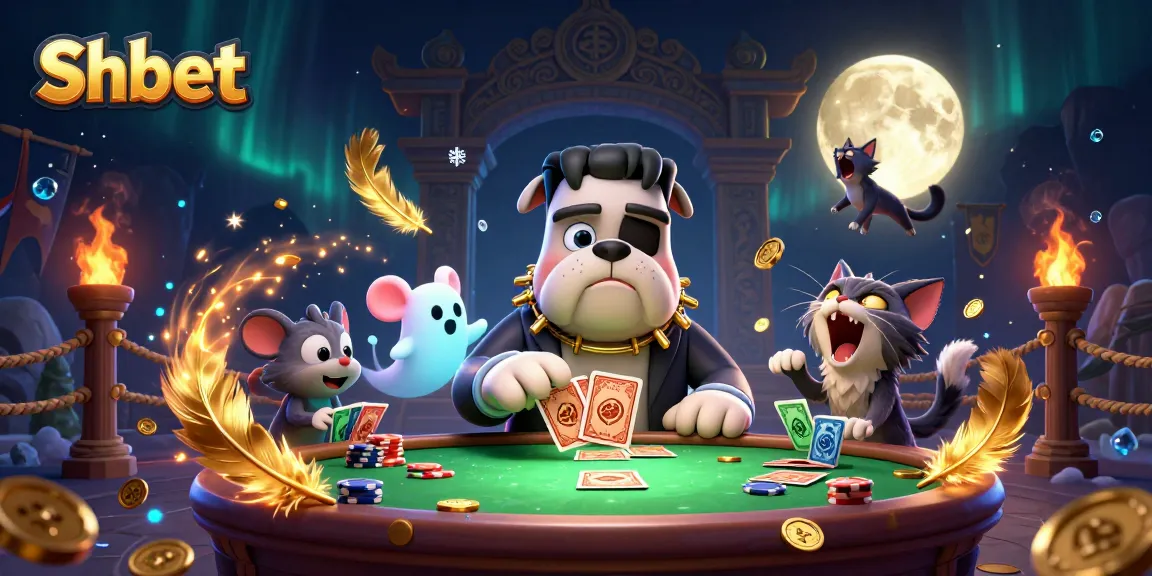 Shbet brings excitement to the table with a lively 3D casino scene featuring unique characters and action.