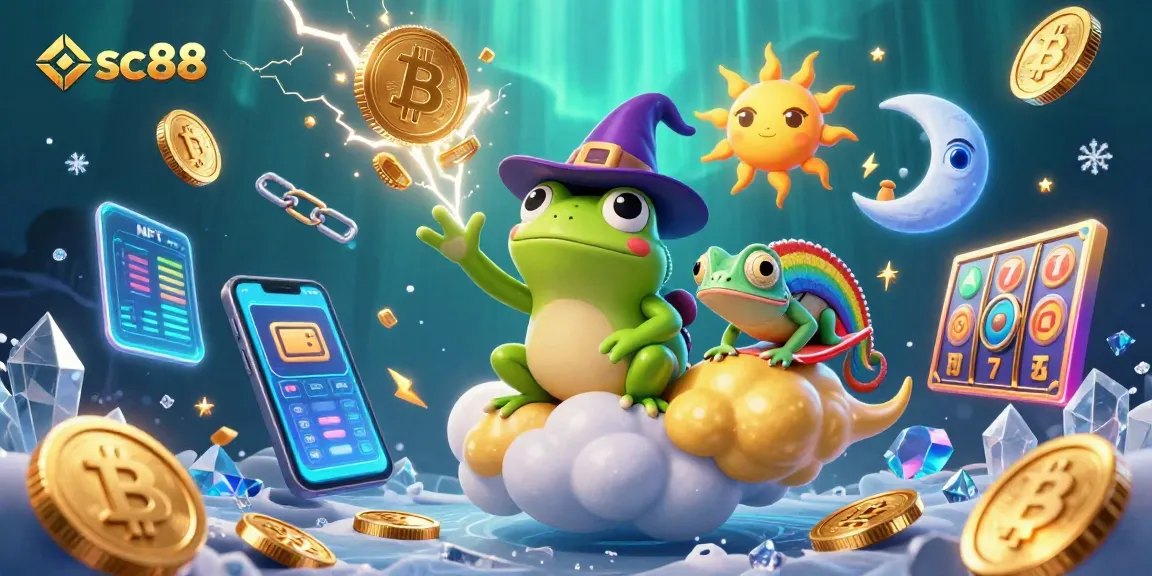 Experience winning moments with the sc88 casino featuring vibrant characters and crypto elements.