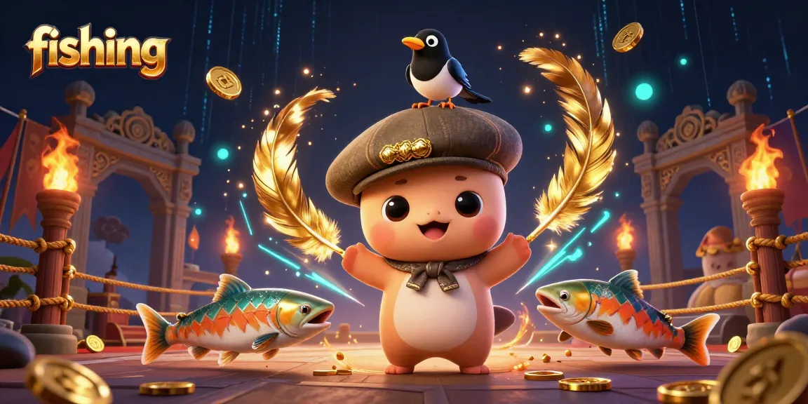 Engage with fishing-themed casino fun featuring playful cartoon characters and vibrant gaming elements.