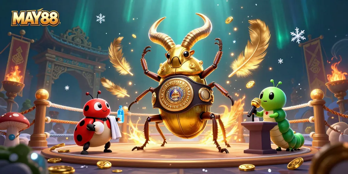 Experience the thrilling atmosphere of MAY88 with a 3D giant golden stag beetle boxing champion character.