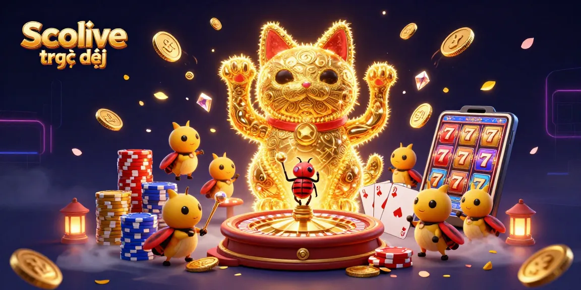 Experience Socolive trực tiếp as a vibrant lucky cat symbolizing excitement in online gambling.