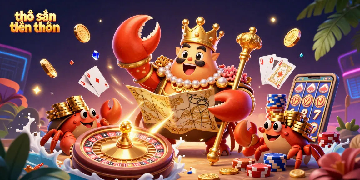 Experience thrilling adventures with thợ săn tiền thưởng, featuring golden crab emperor and vibrant casino elements.